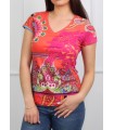 T-shirt top suede floral ethnic 101 idées 3145Y
