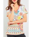 T-shirt top lace summer floral ethnic 101 idées 467Y
