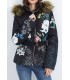 coat short quilted print floral fur hood brand 101 idees 1816Z