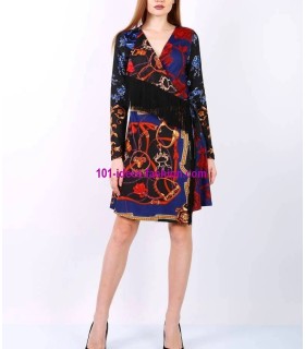 buy now dress print ethnic tribal fringes 101 idées 2189Z clothes for